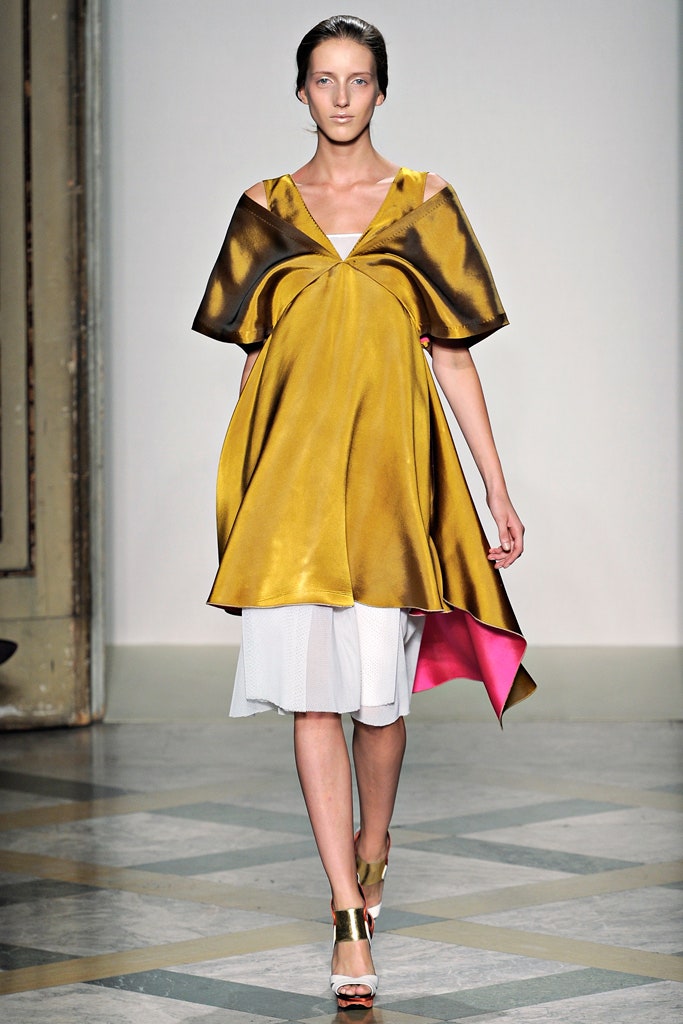 gold silk relaxed midi dress