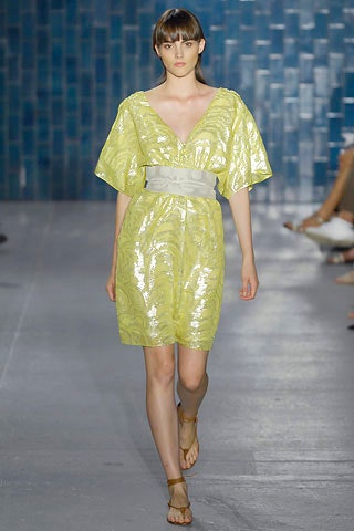 yellow silk pleated dress