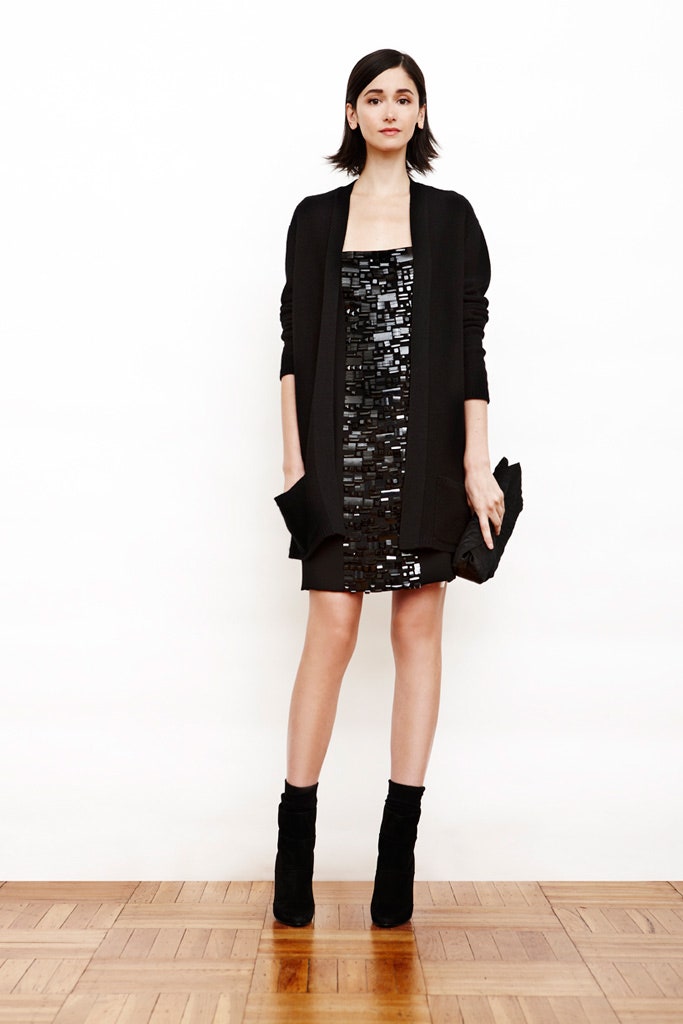 black fitted mini dress with jacket