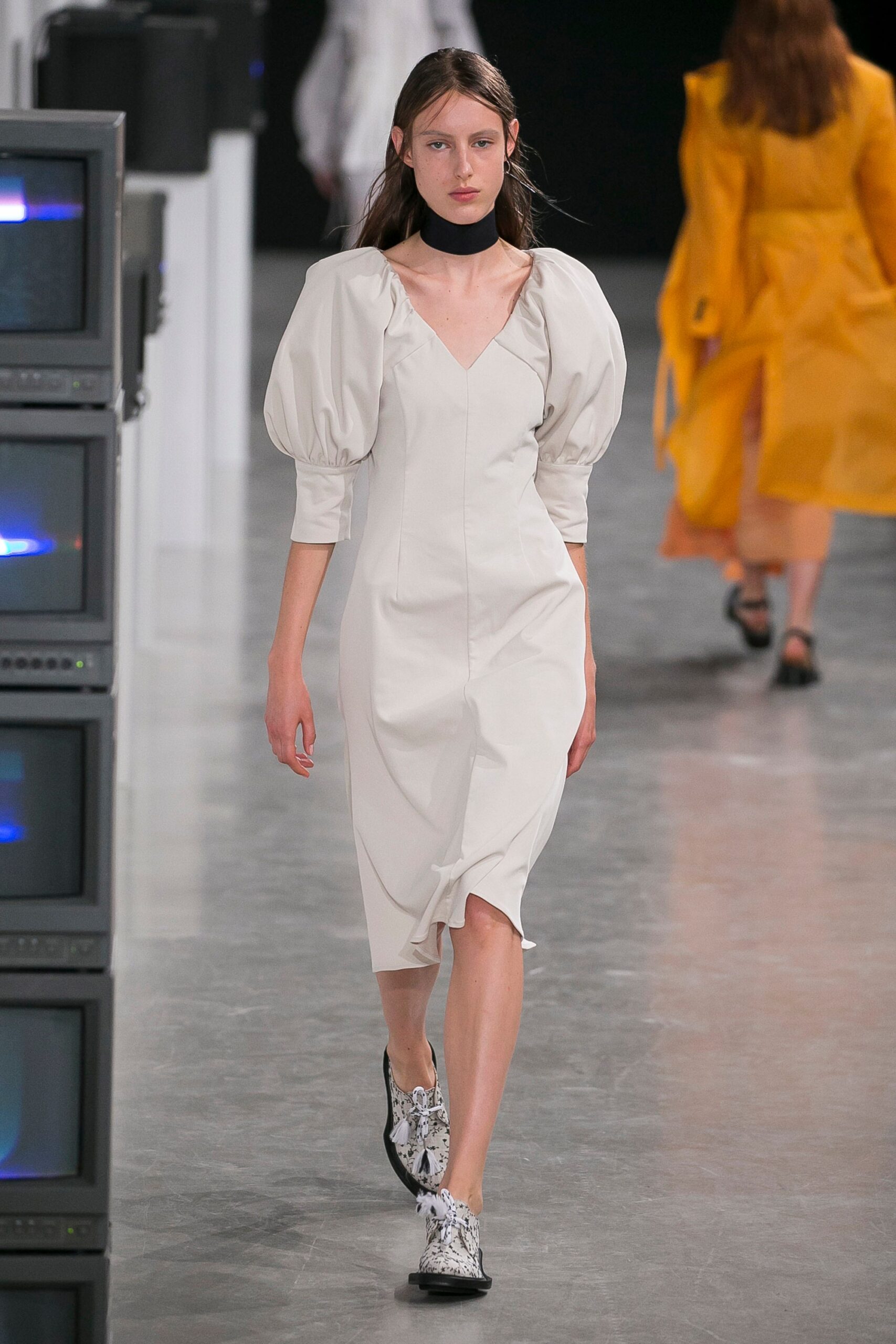 white fitted midi dress
