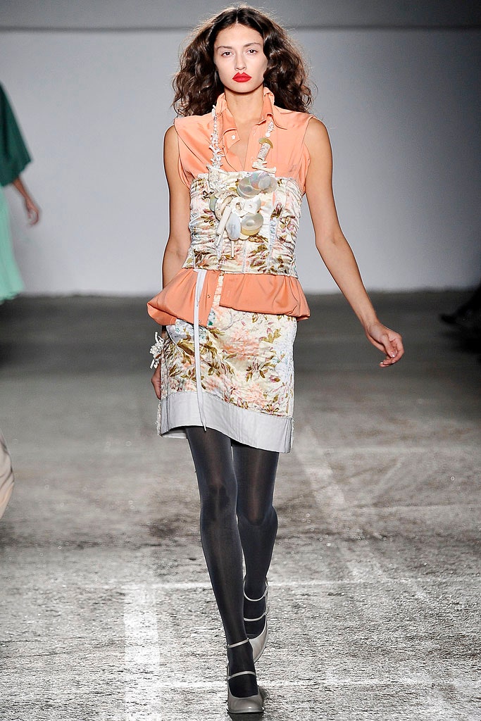 orange fitted top with multi skirt