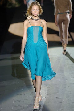 blue silk sleeveless dress