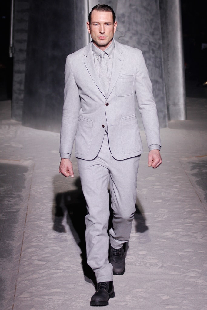 gray tailored suit with leather shoes