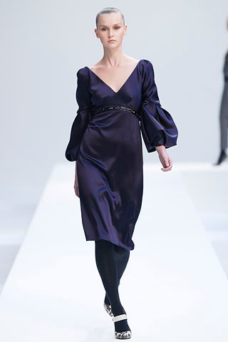purple silk fitted dress