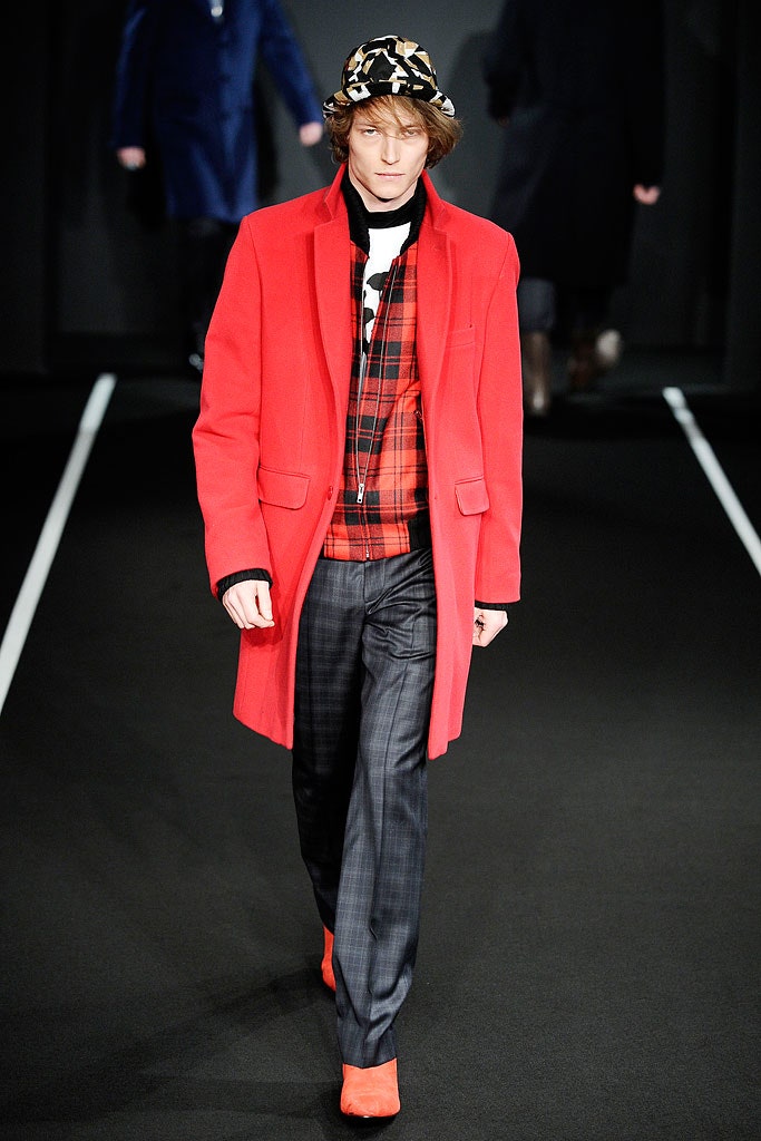 red fitted coat
