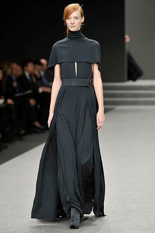 black silk fitted gown