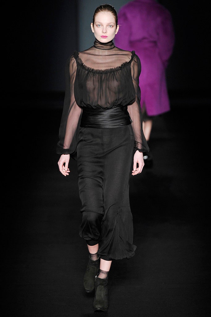 black sheer long-sleeve dress