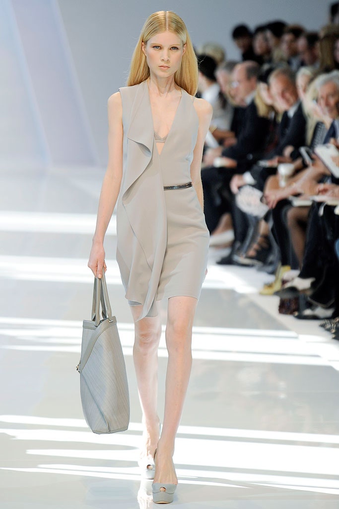 gray silk sleeveless dress