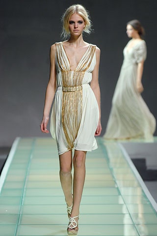 white silk sleeveless v-neck fitted draped belted dress