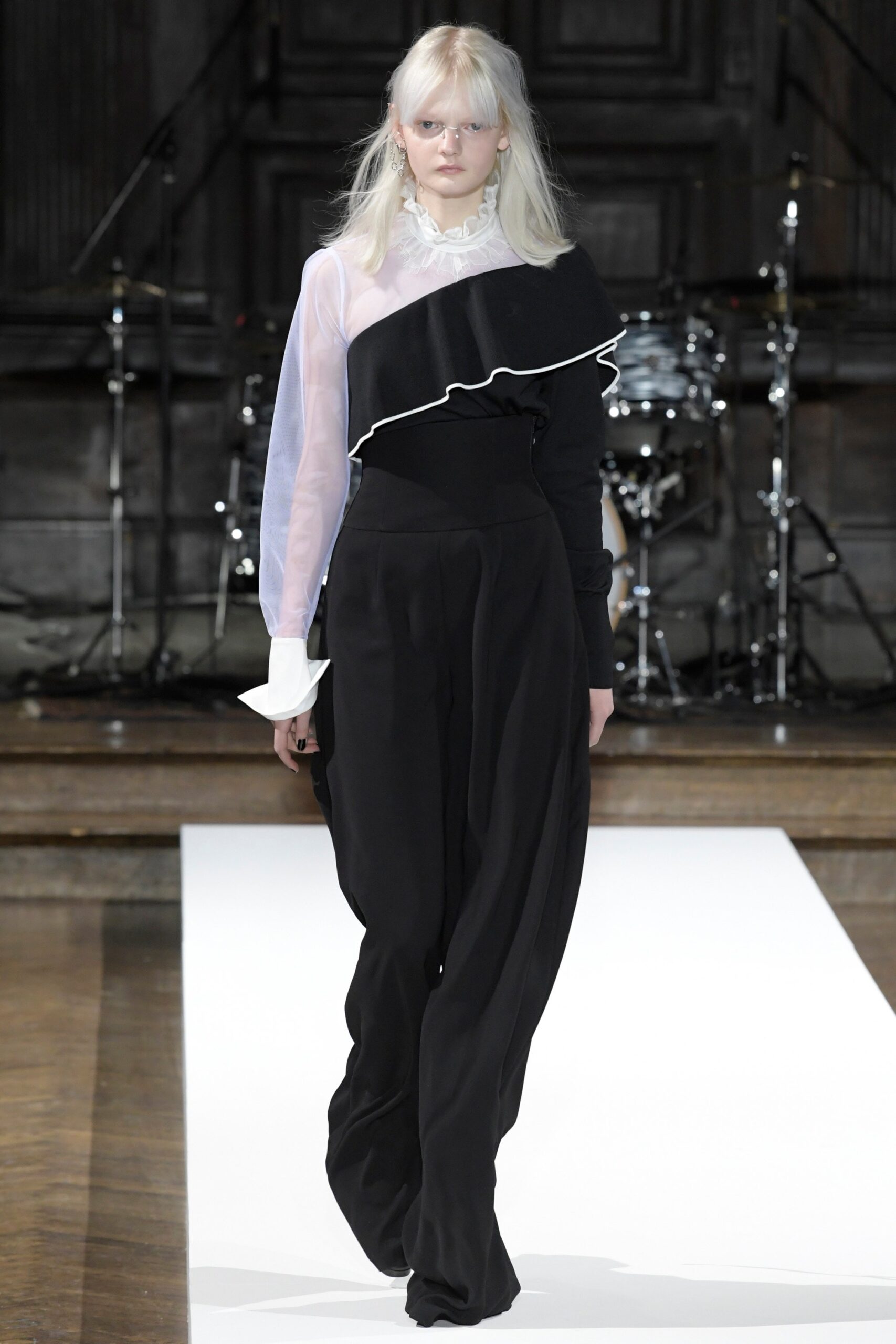 black and white asymmetric jumpsuit