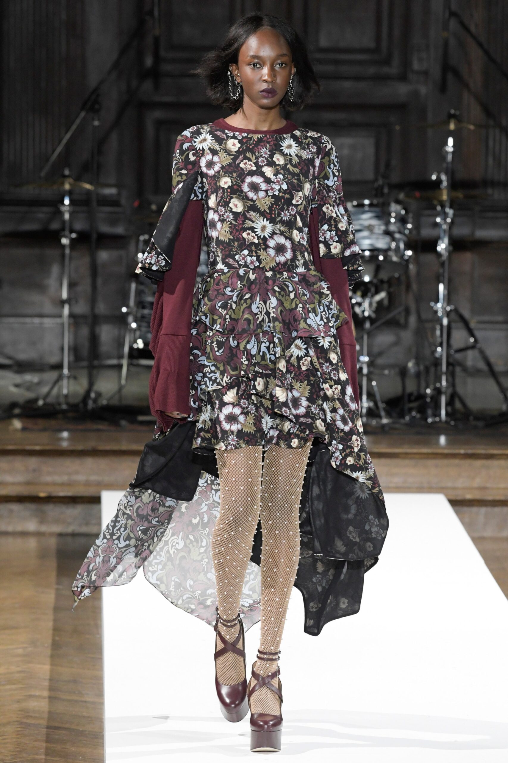 floral mini dress with cape