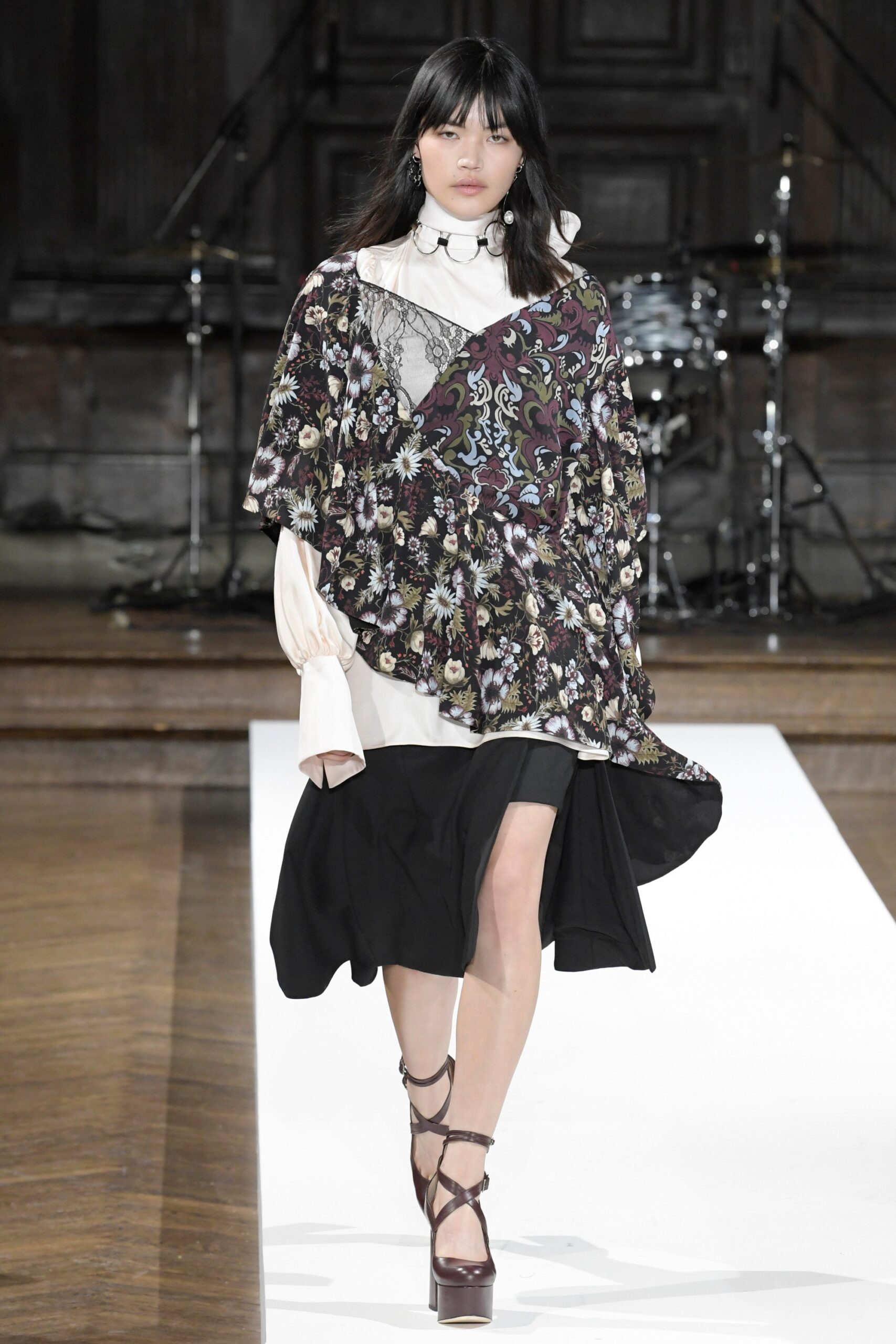 multi-layered black midi dress