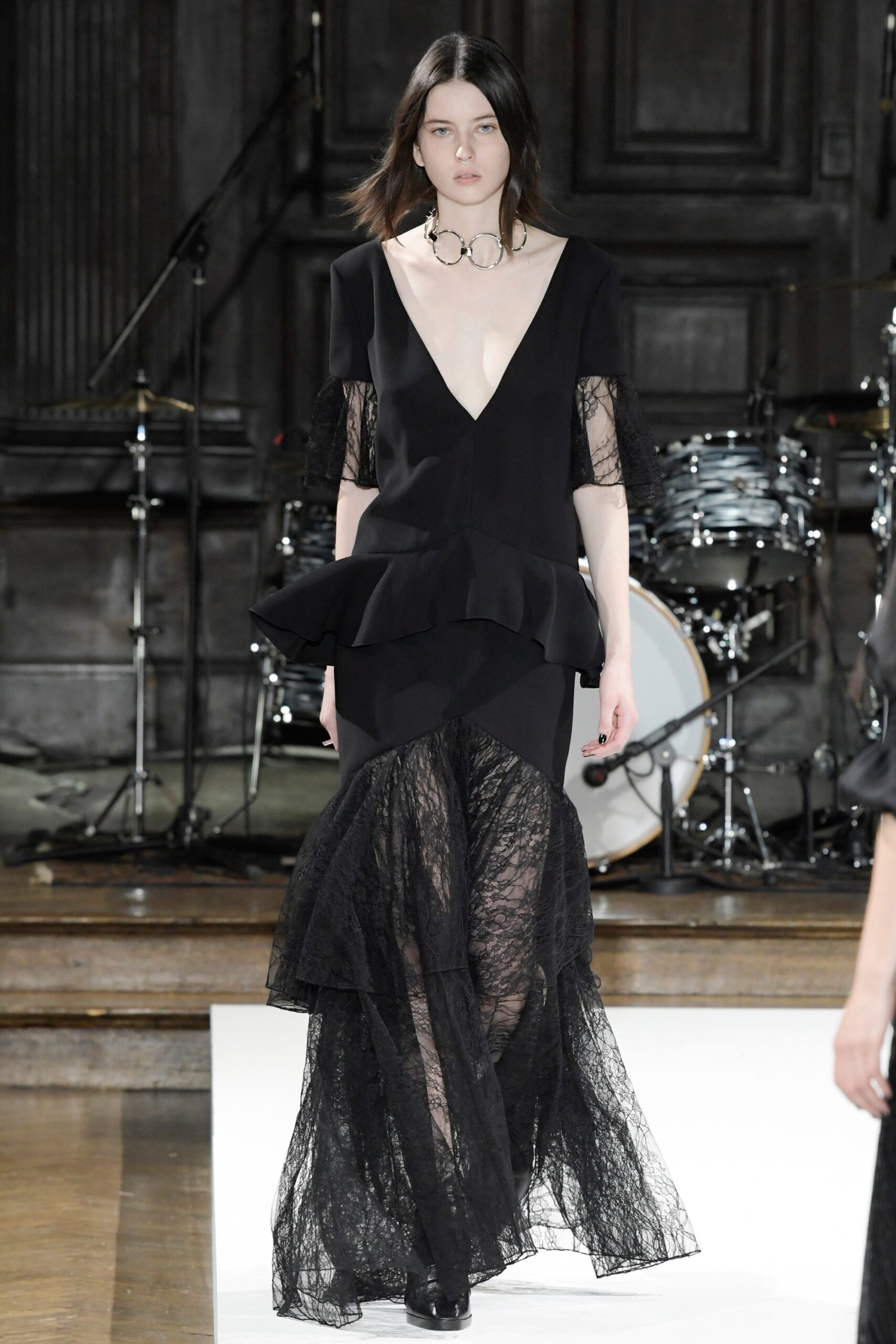 black lace v-neck maxi dress