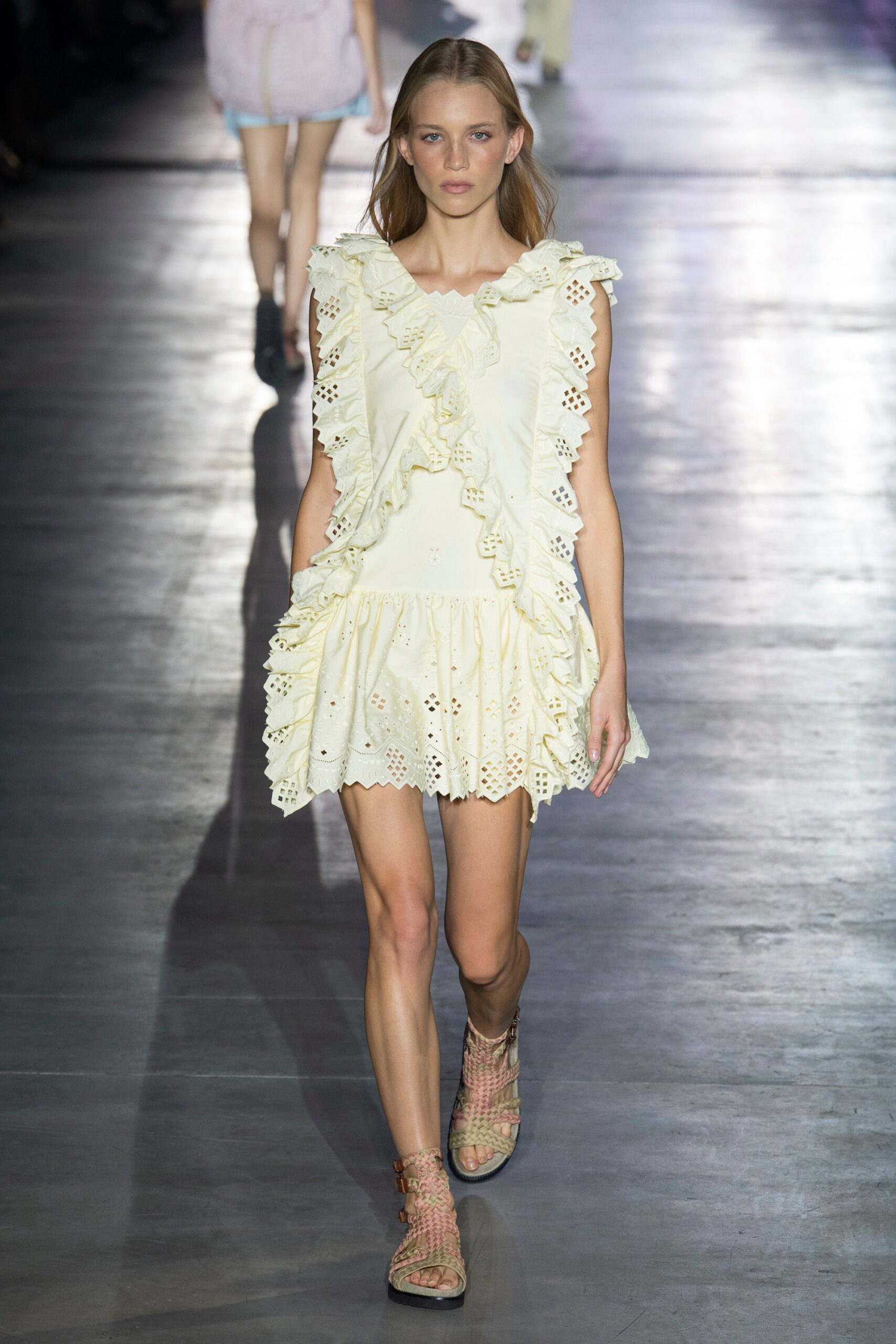 white ruffled mini dress