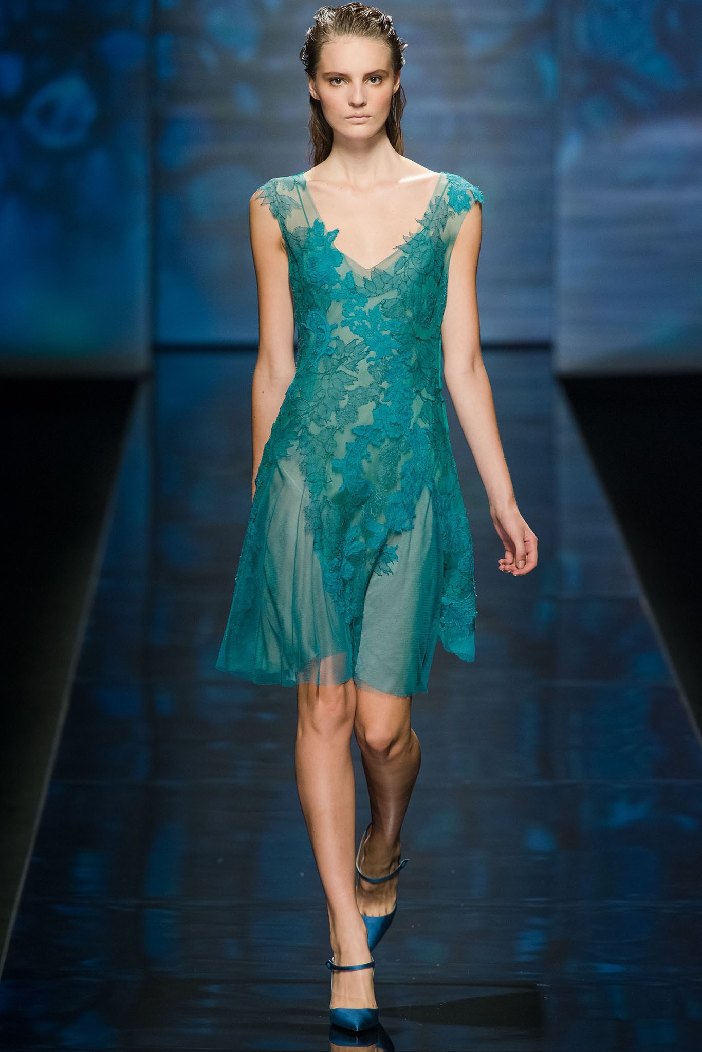 teal silk sleeveless dress
