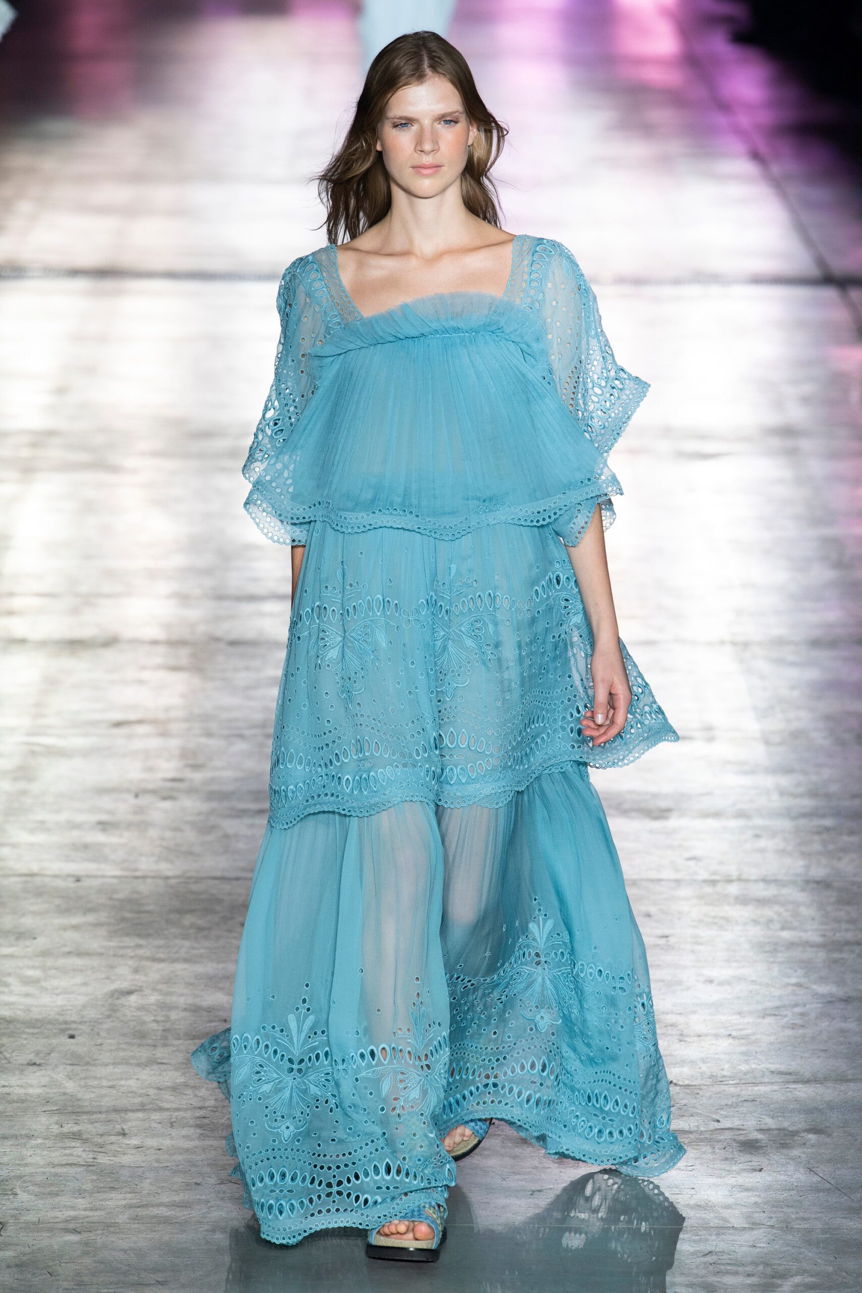 blue cotton tiered dress