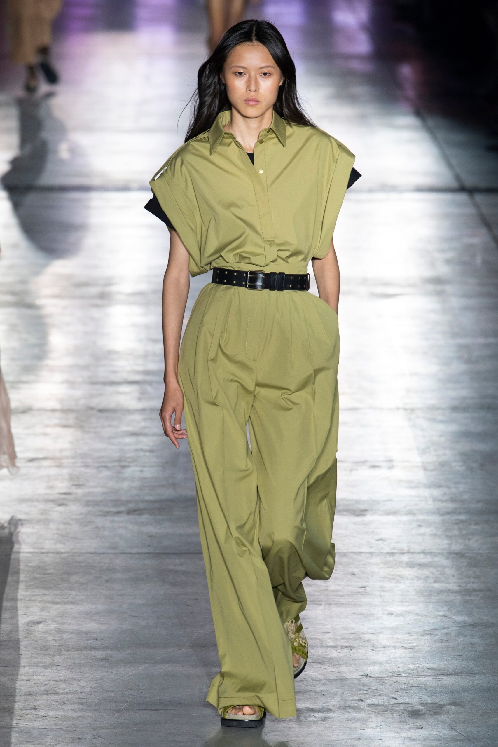 green relaxed cotton jumpsuit