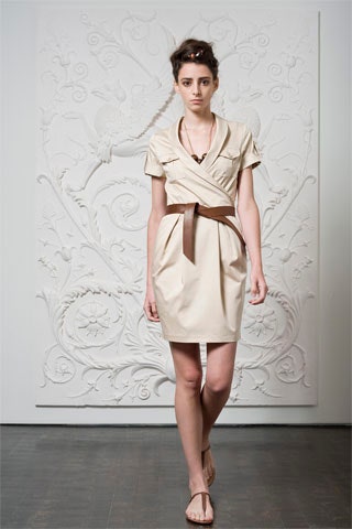 beige fitted collared mini dress