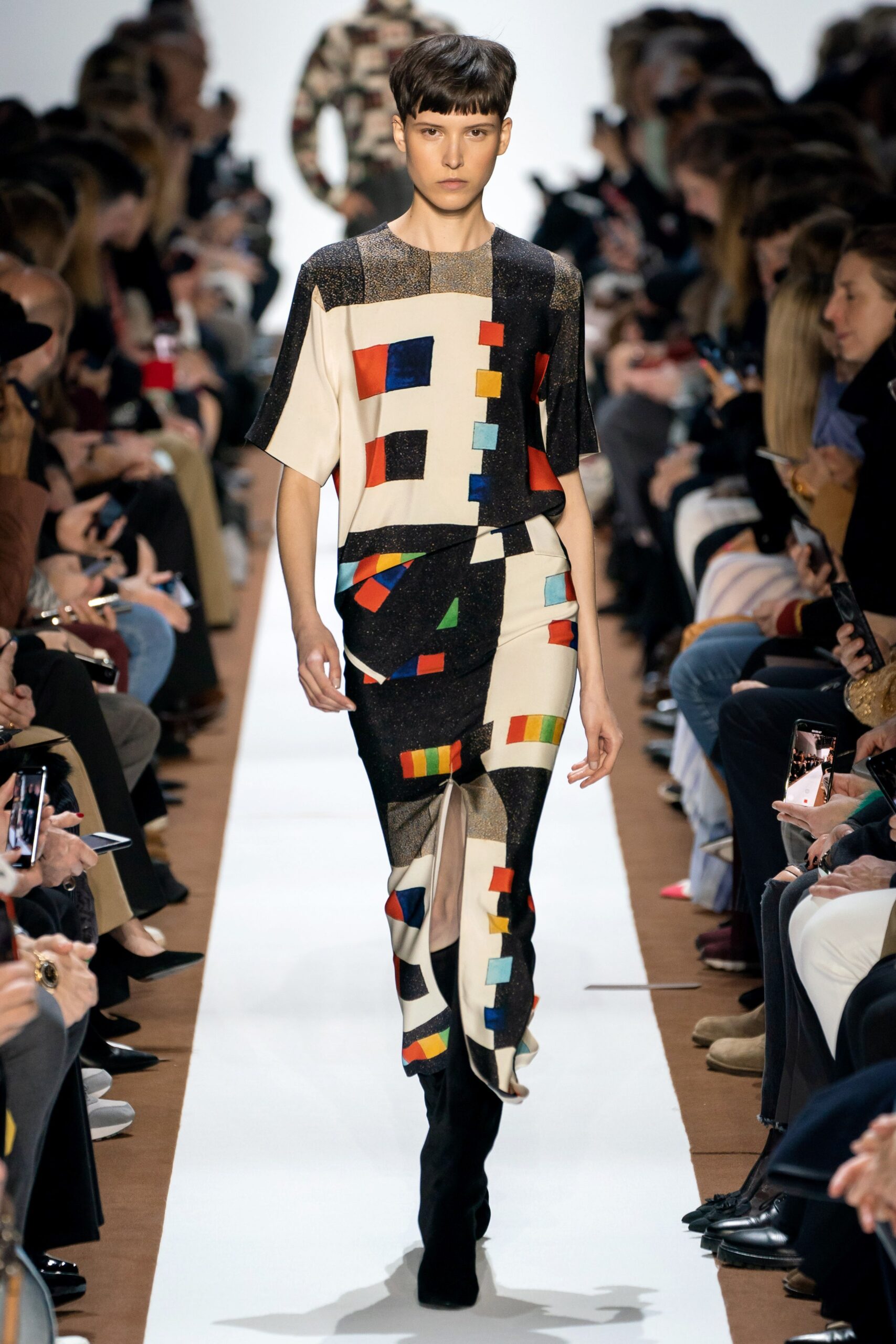 color-blocked midi dress