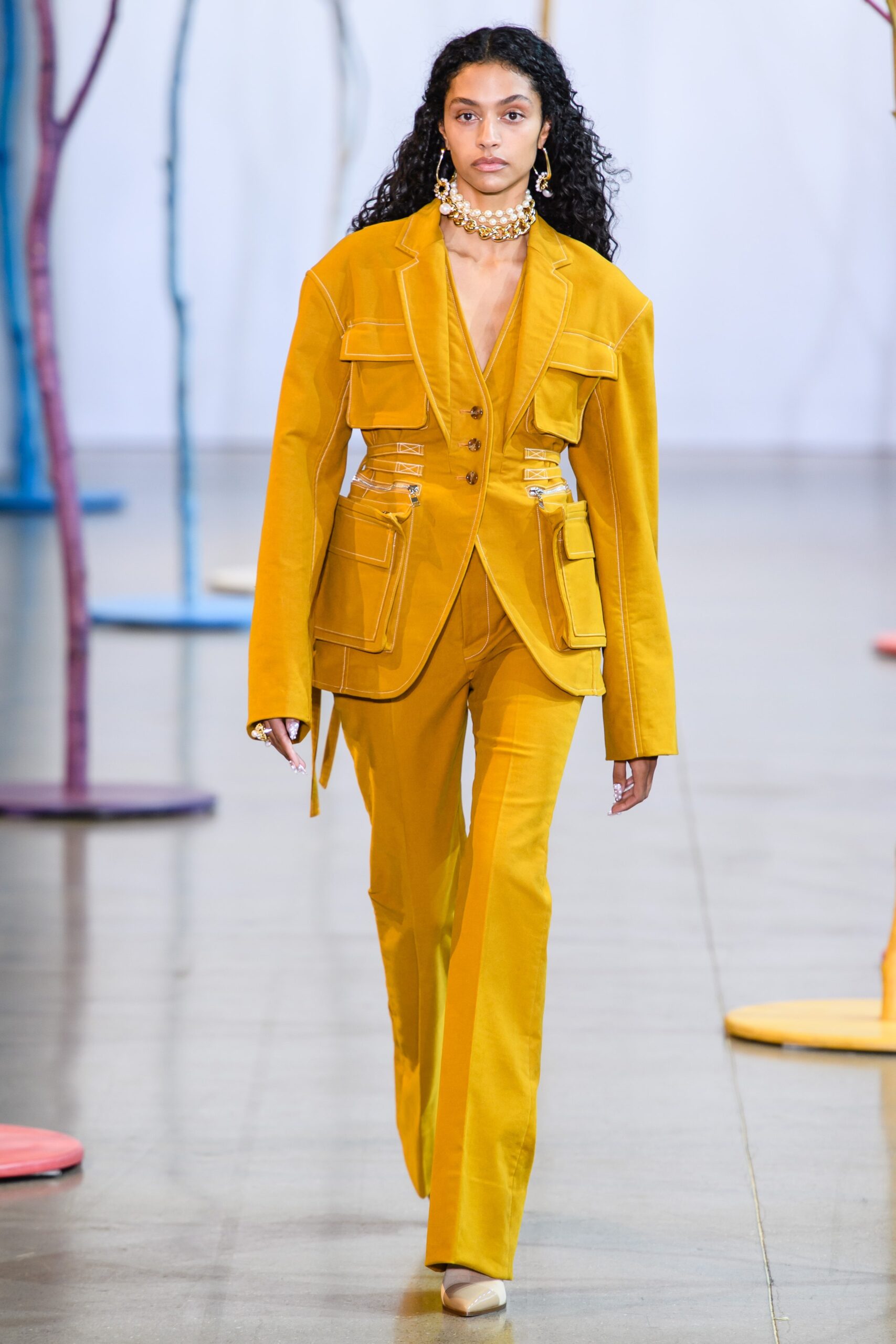 yellow tailored suit