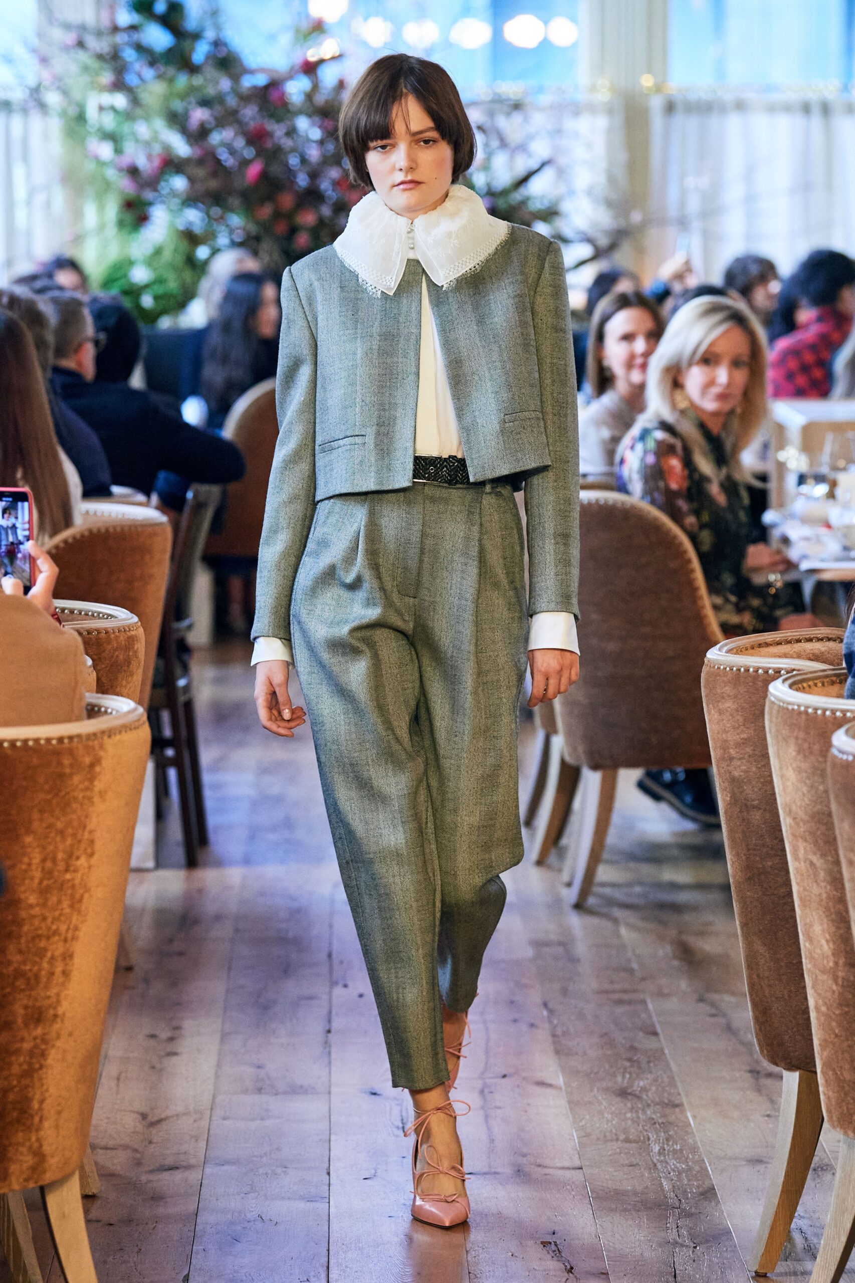 gray tailored blazer and pants