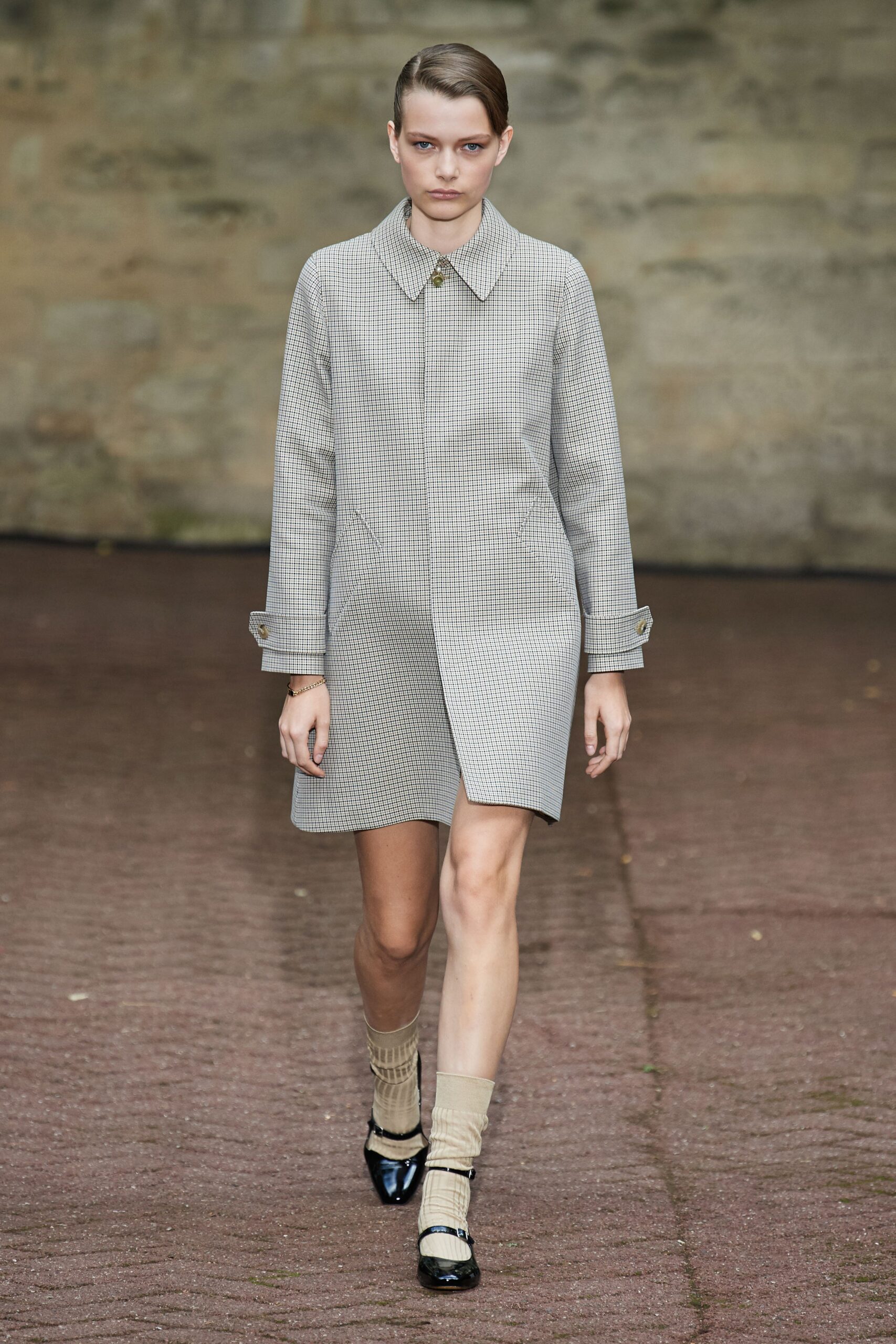 gray fitted collared dress