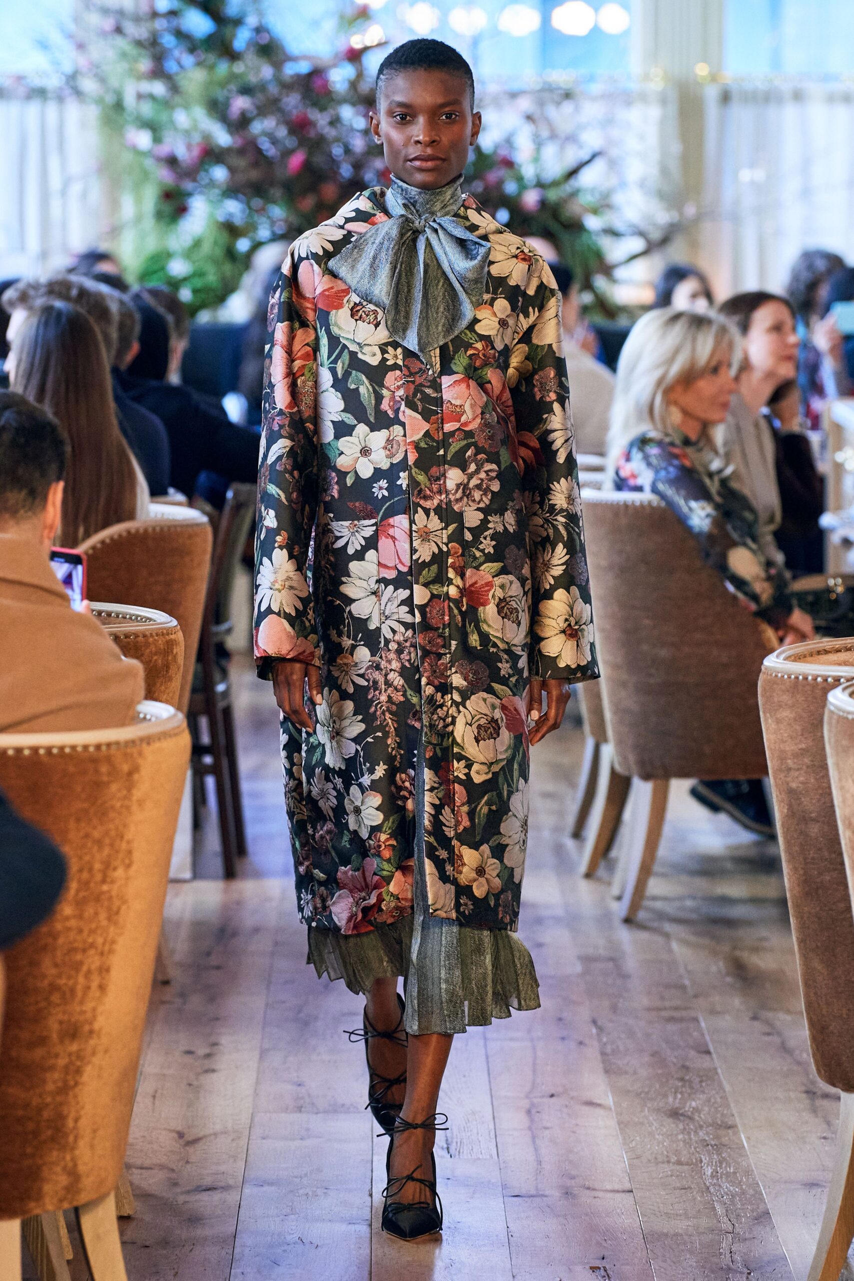 floral silk relaxed coat