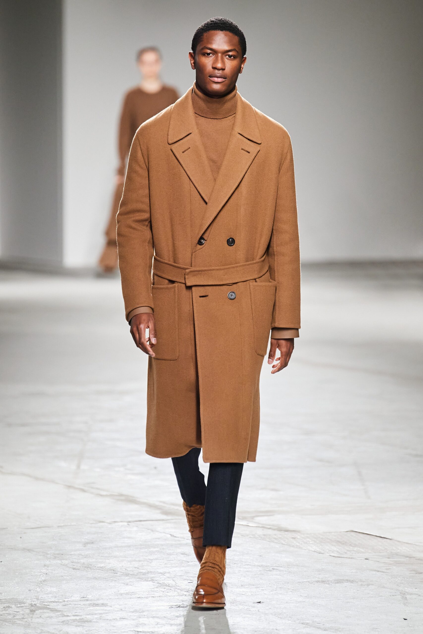 brown wool tailored coat