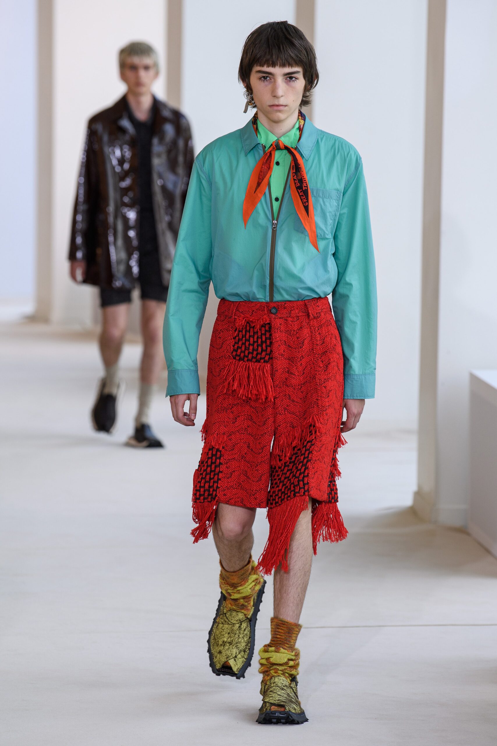 green leather fitted textured boots