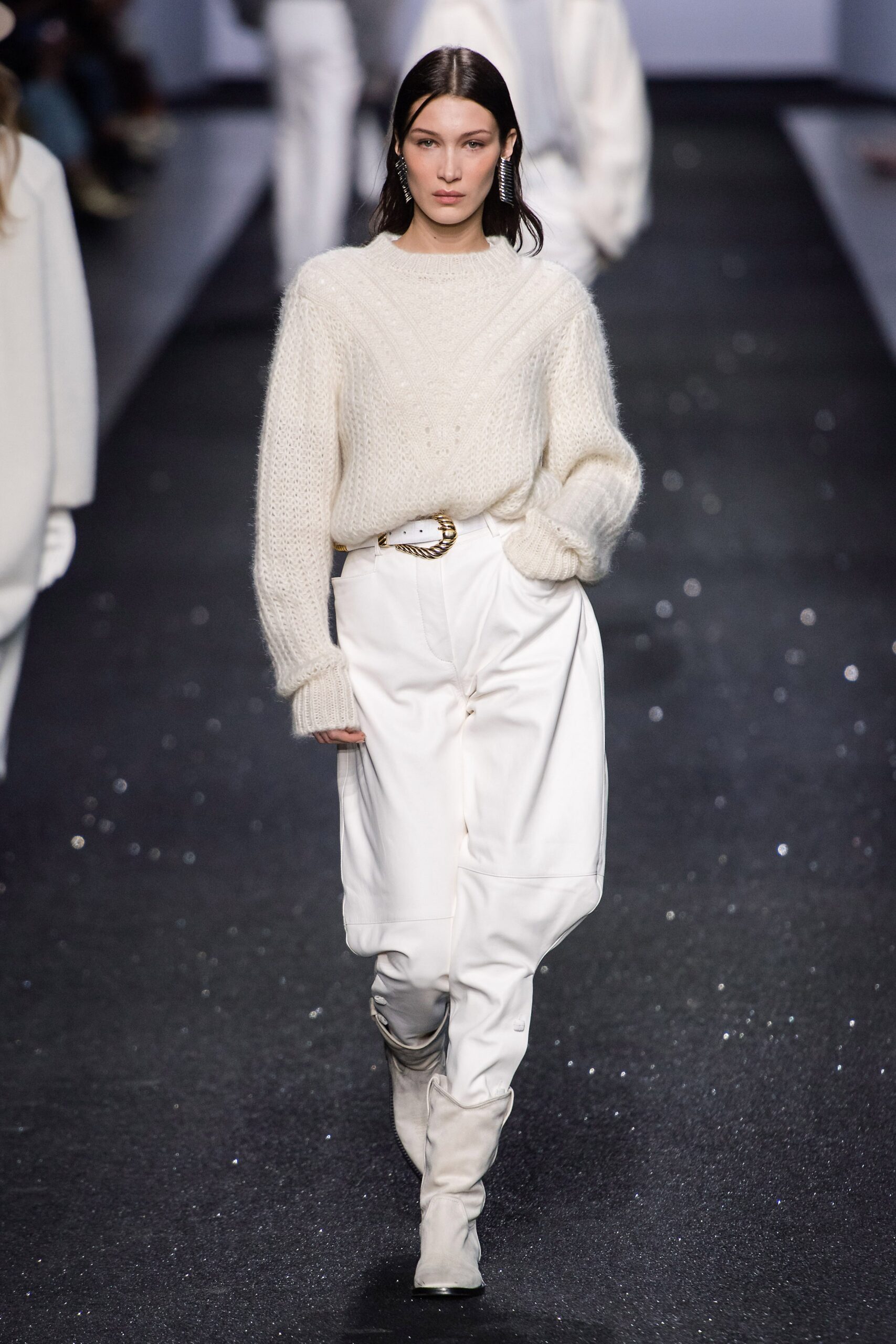 white relaxed sweater with pants