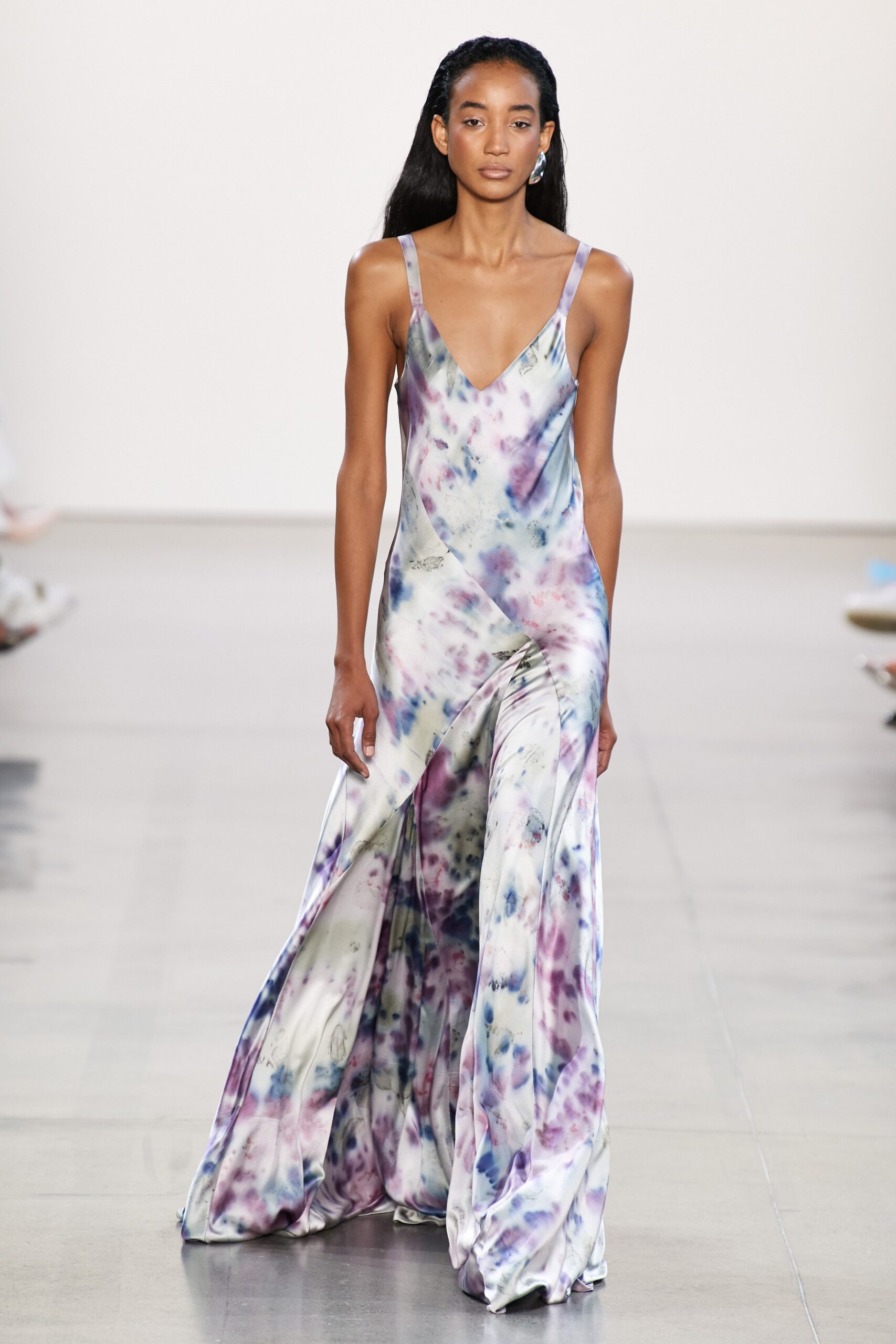 purple and blue silk gown