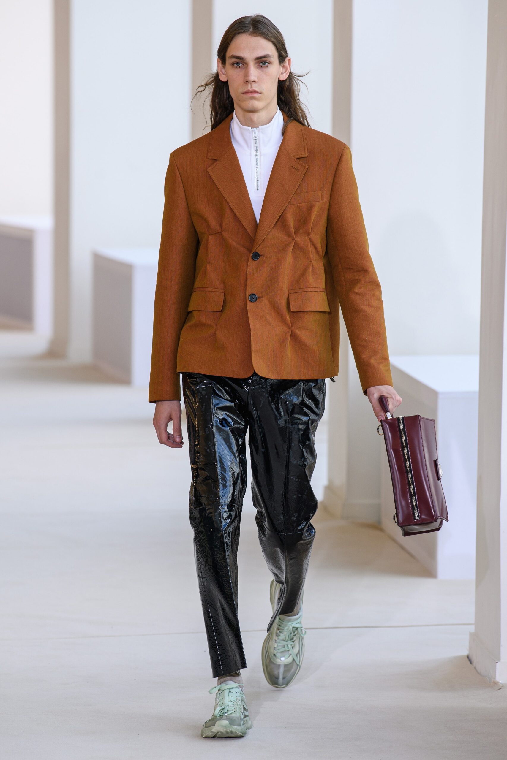 orange cotton long-sleeve collared tailored buttoned blazer