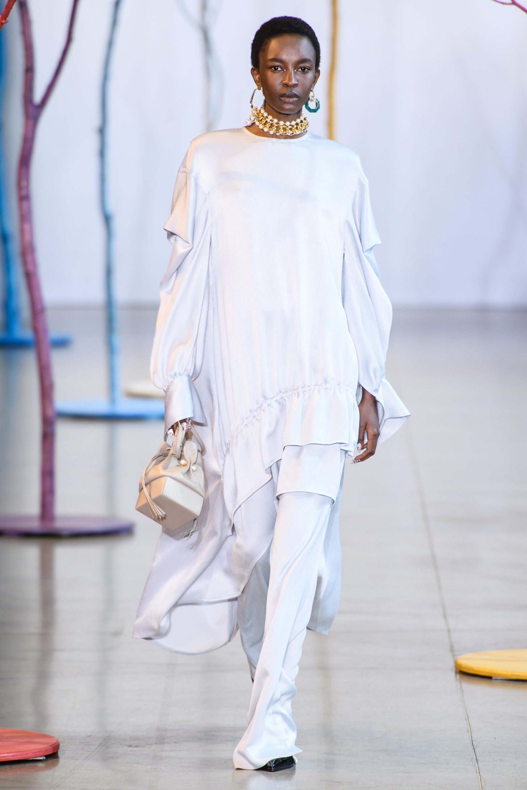white silk relaxed dress