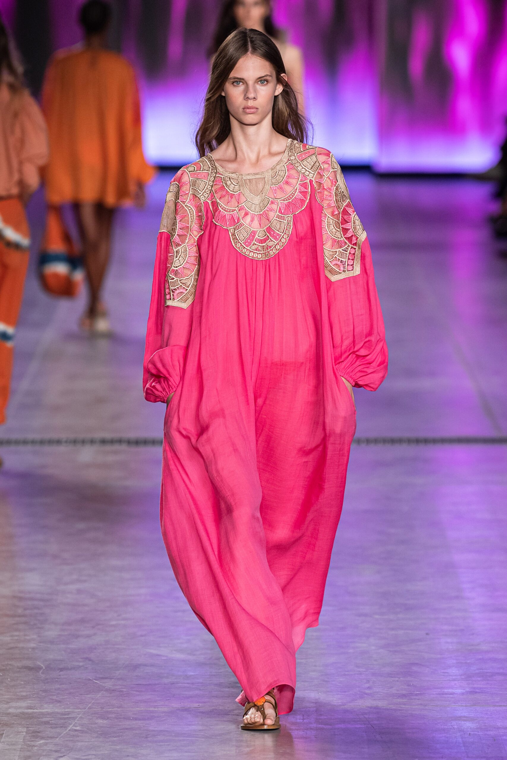 pink silk relaxed maxi dress