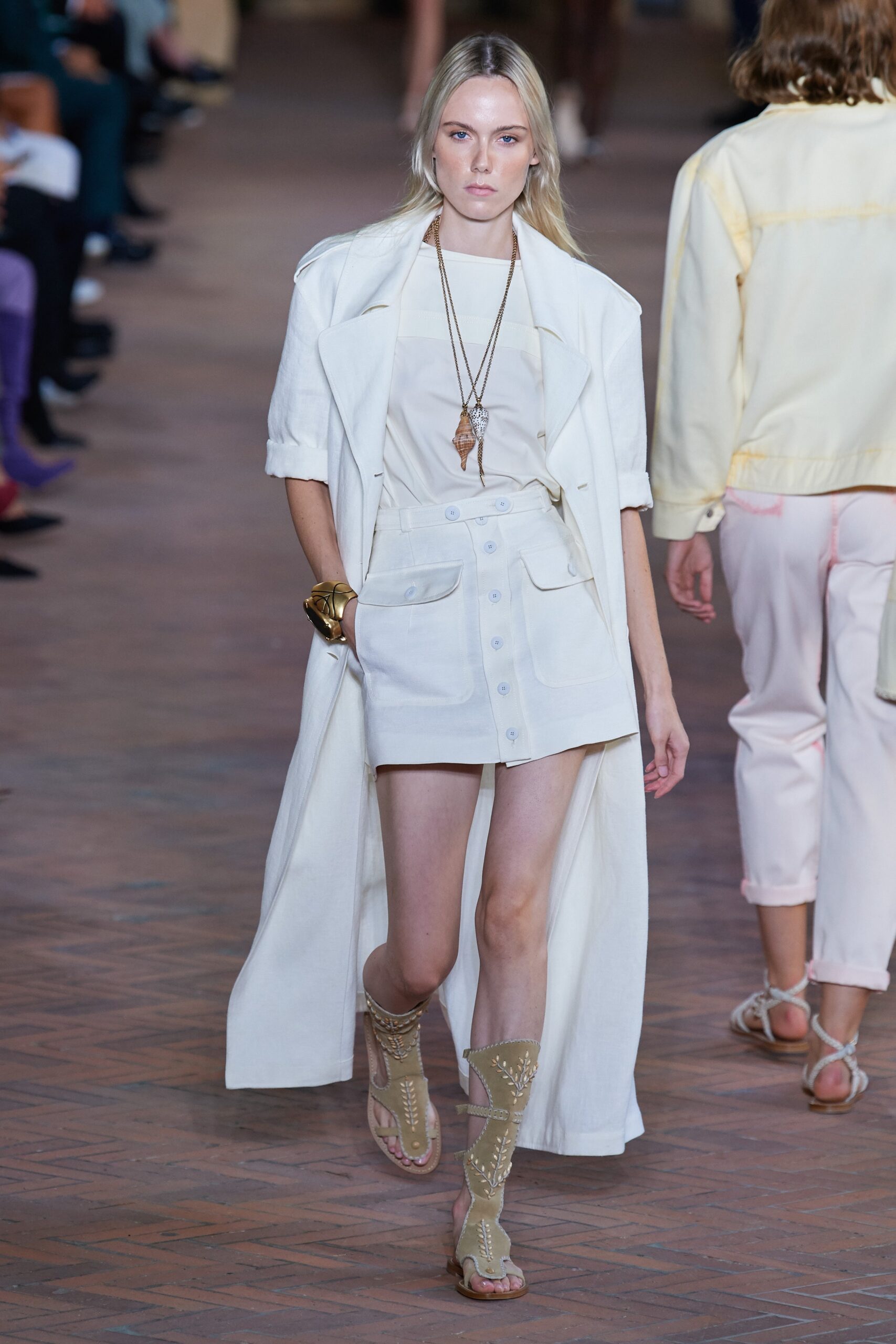 white cotton coat and skirt