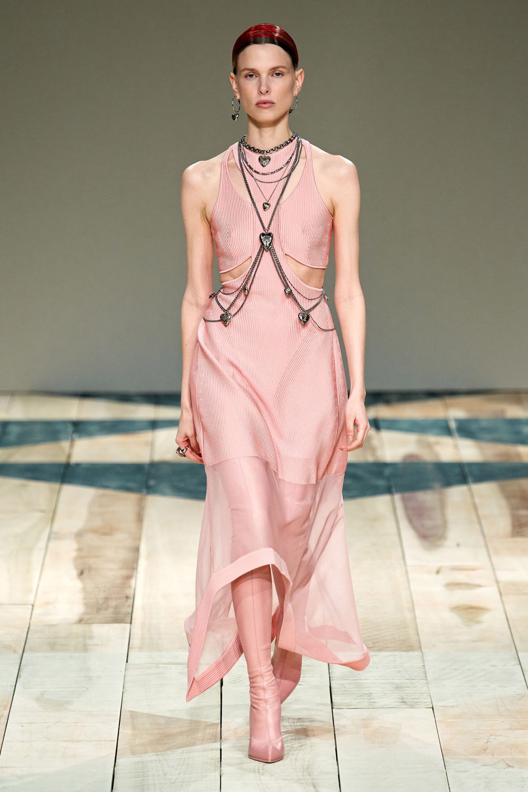 pink silk sleeveless dress