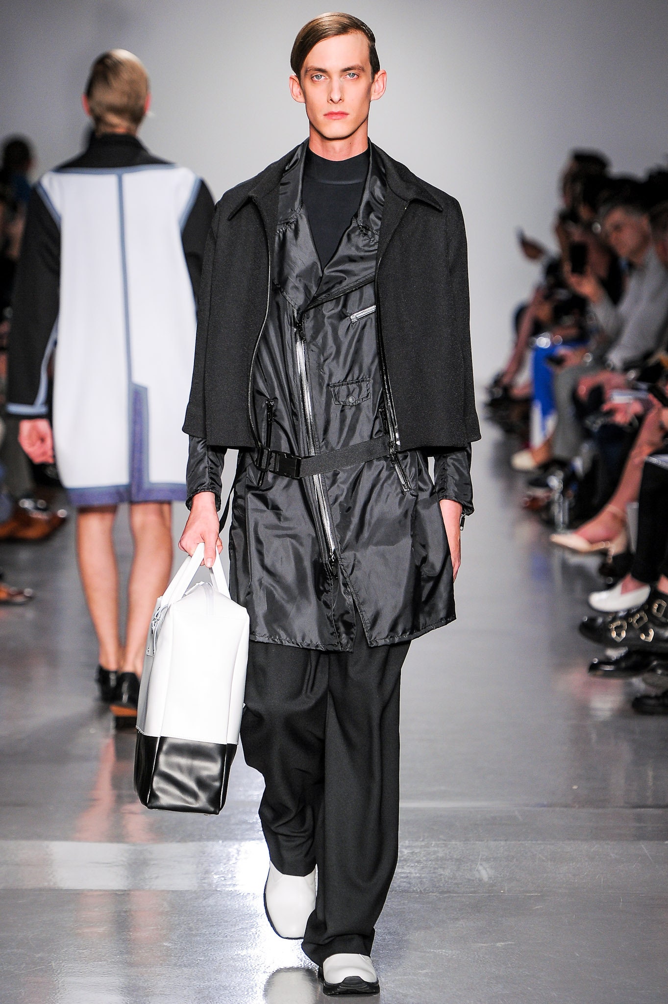 black silk coat and pants