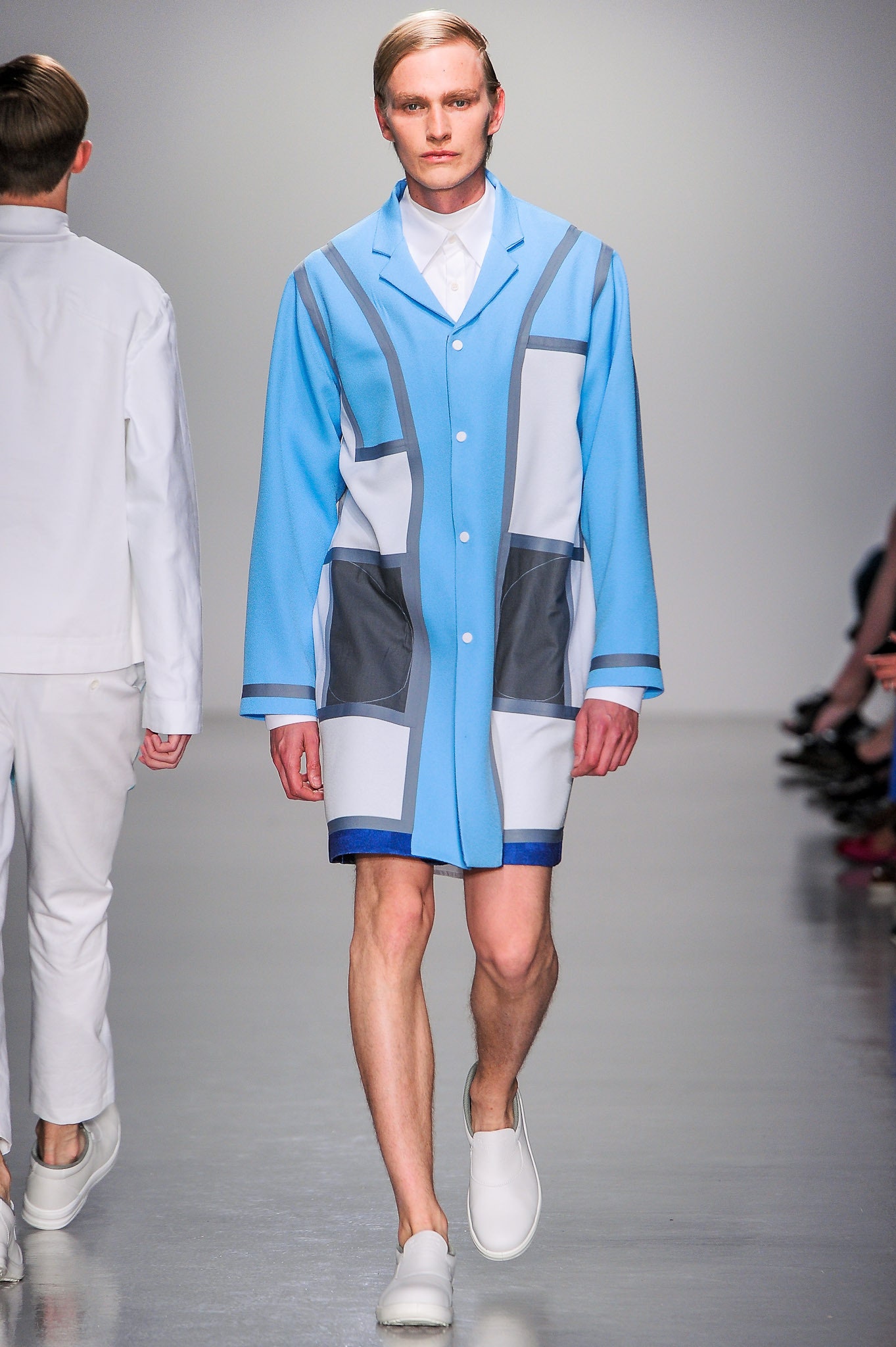 blue gray white relaxed coat
