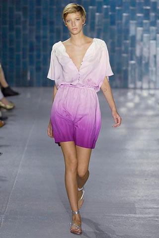 pink and purple draped romper