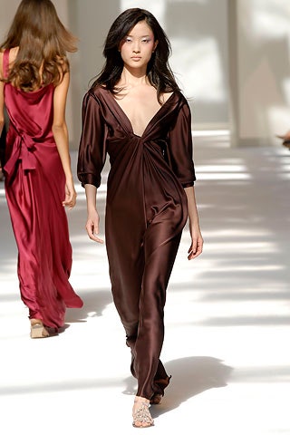 brown silk fitted jumpsuit