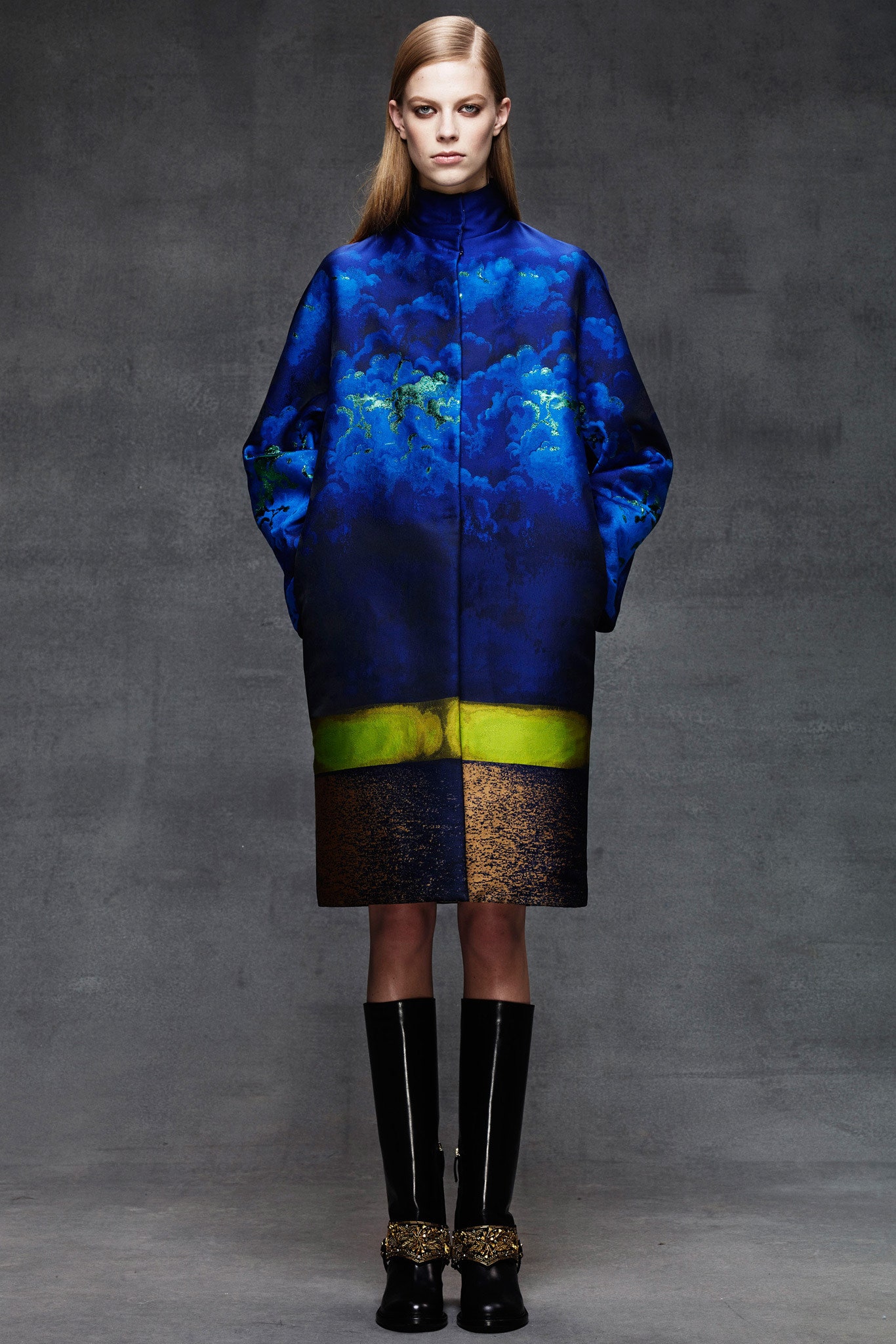 blue silk relaxed coat
