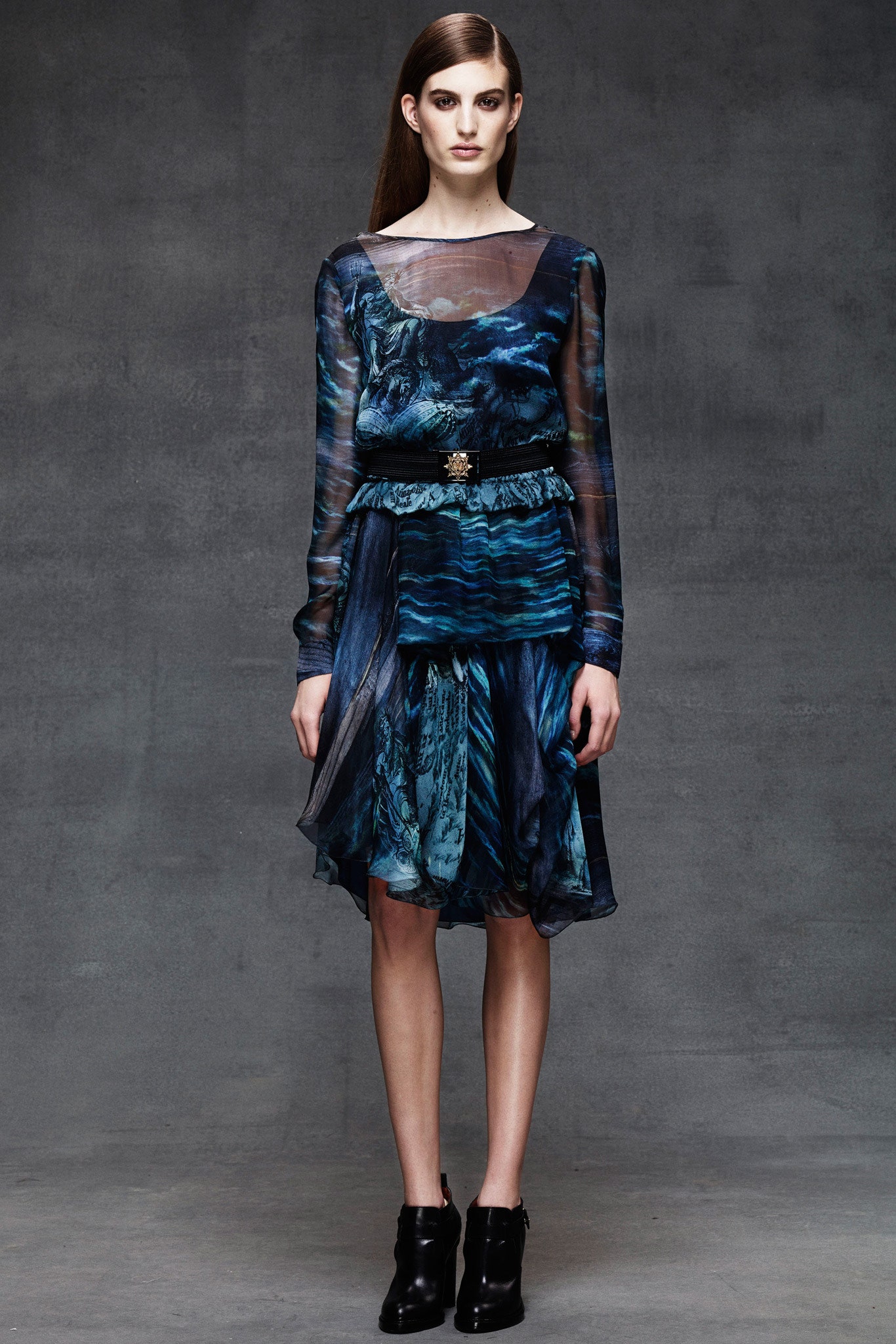 blue green silk midi dress