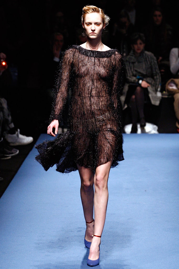 black sheer fringed midi dress