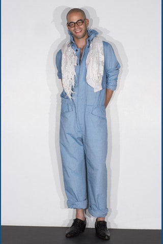 blue cotton relaxed jumpsuit with scarf