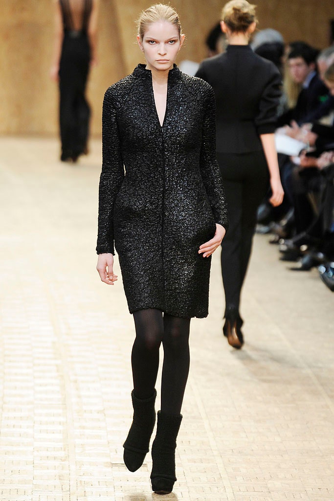 black silk fitted dress