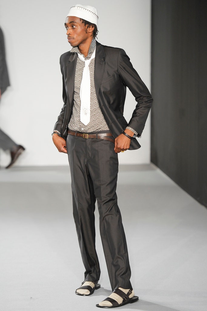 black tailored suit with printed shirt