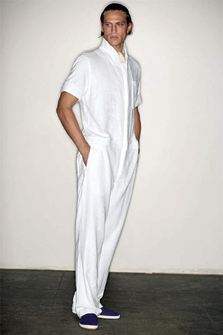 white cotton short-sleeve collared relaxed pockets jumpsuit