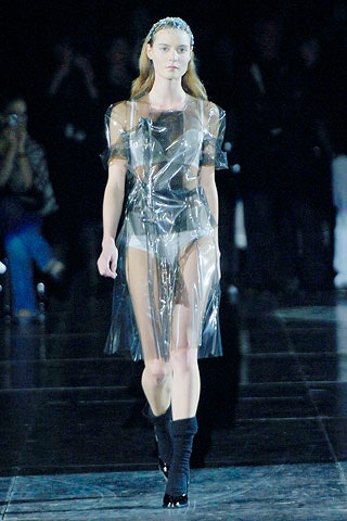 clear vinyl sleeveless v-neck fitted layered sheer dress