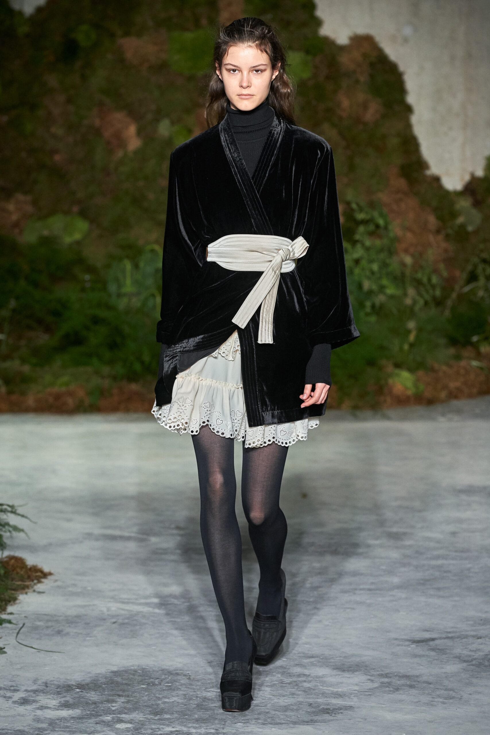 black velvet coat with white dress
