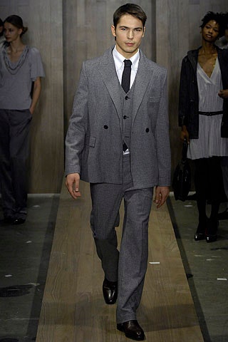 gray tailored suit with white shirt